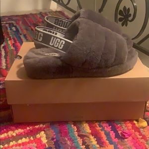 Gray Fluff Yeah UGG Slide